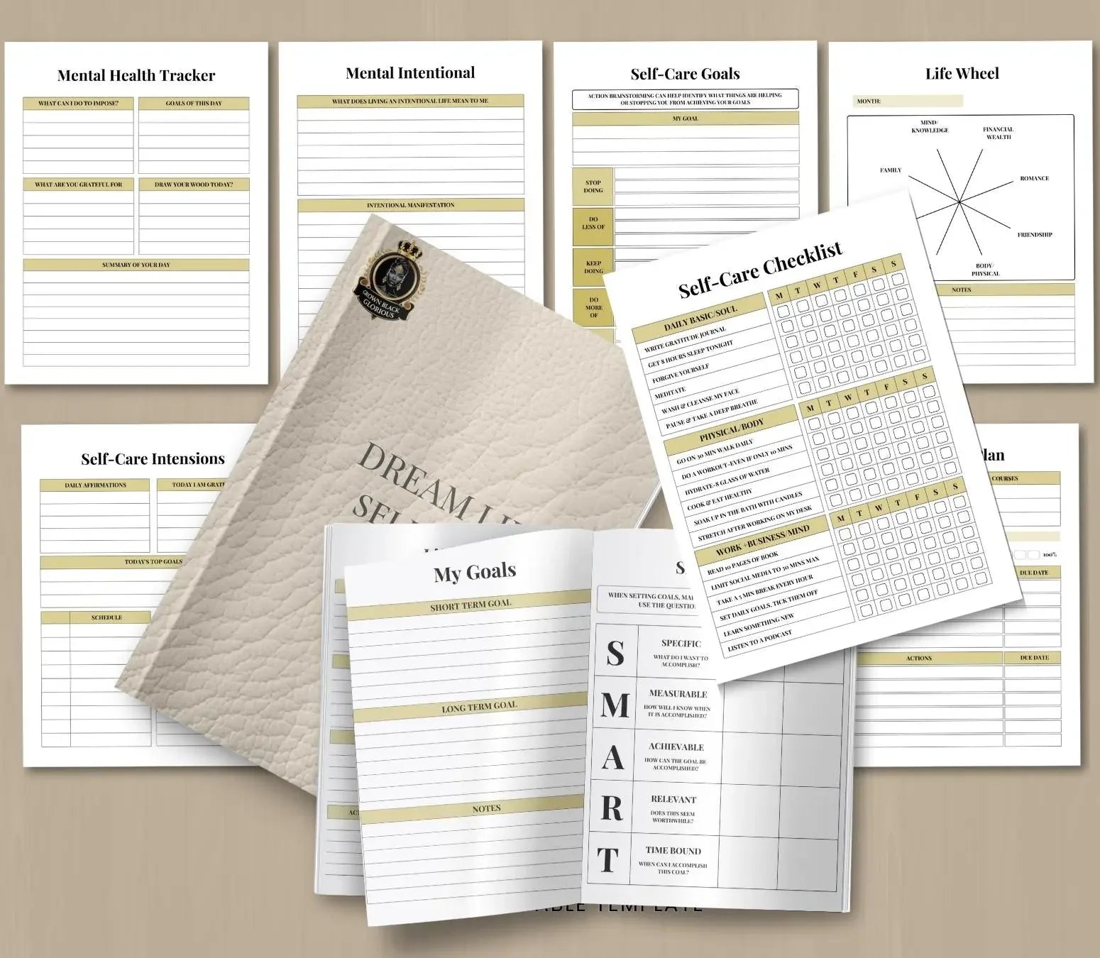Self-Care Planner: Wellness Journal & Habit Tracker (Digital Download) Ma boutique