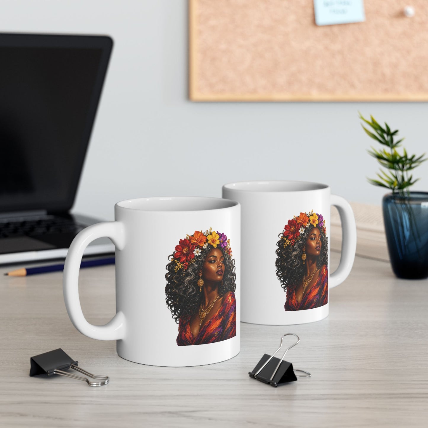 Colorful Floral Ceramic Mug - 11 oz