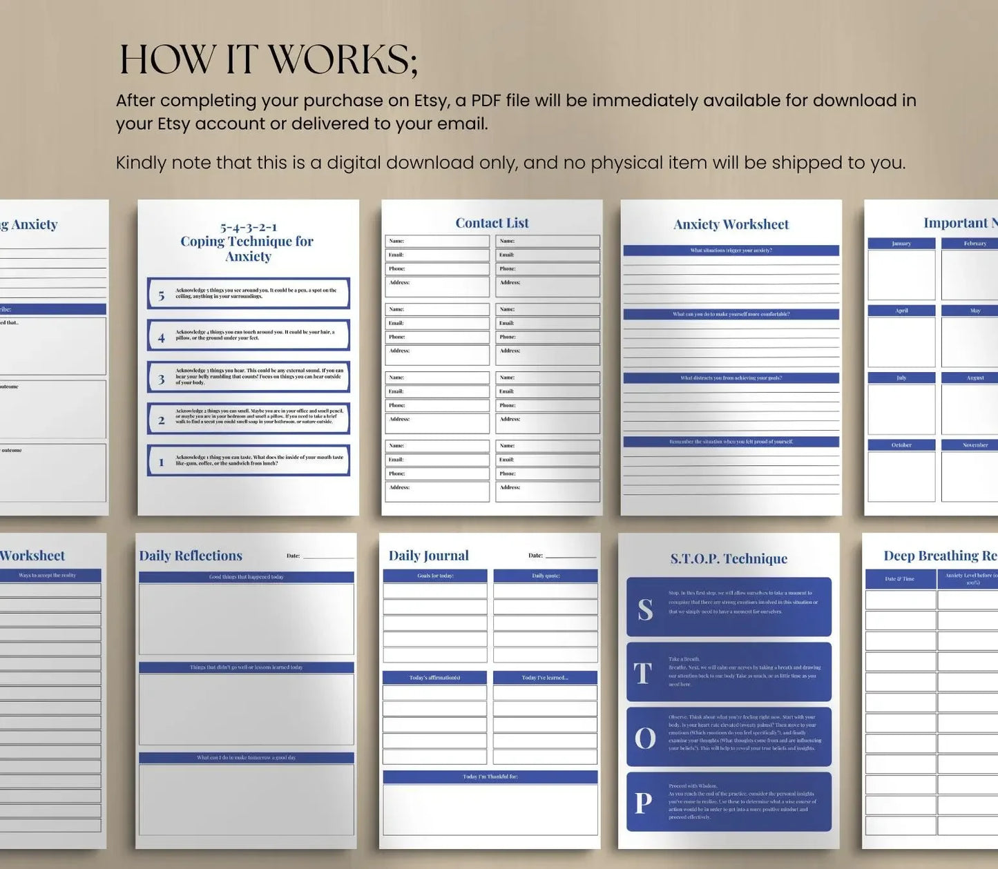 Mental Health Planner: Self-Care Journal & Mood Tracker (Printable Digital Journal) Grown Black Glorious
