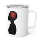 10oz Insulated Tumbler with Dark Red Rose Black Woman Design - Floral Travel Mug with lid