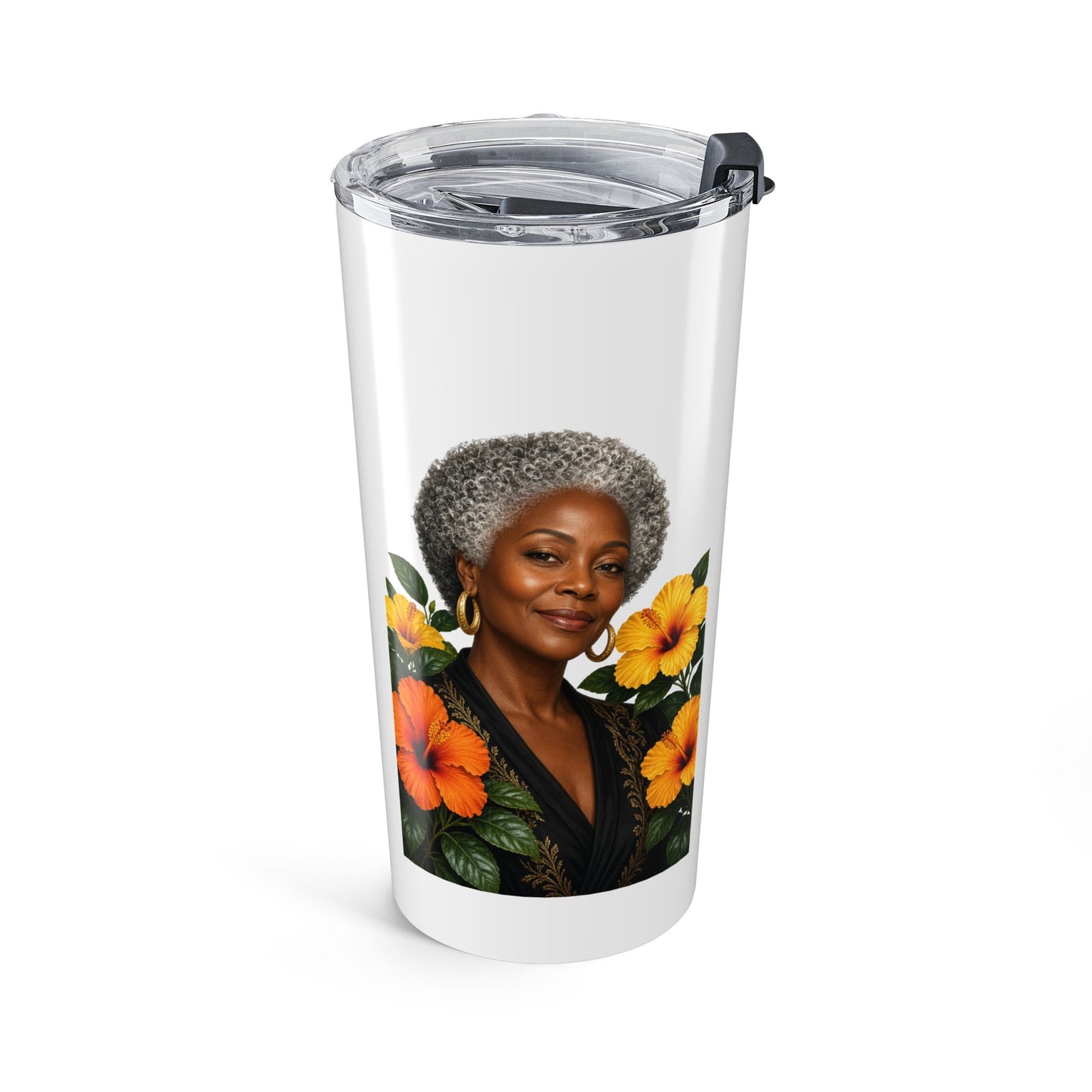 20oz Tumbler with Vibrant Orange Flower Design
