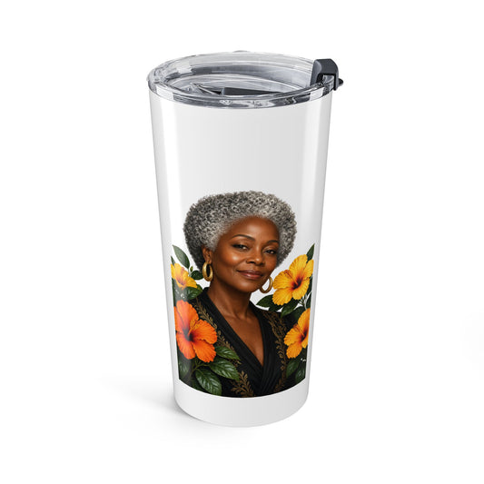 20oz Tumbler with Vibrant Orange Flower Design