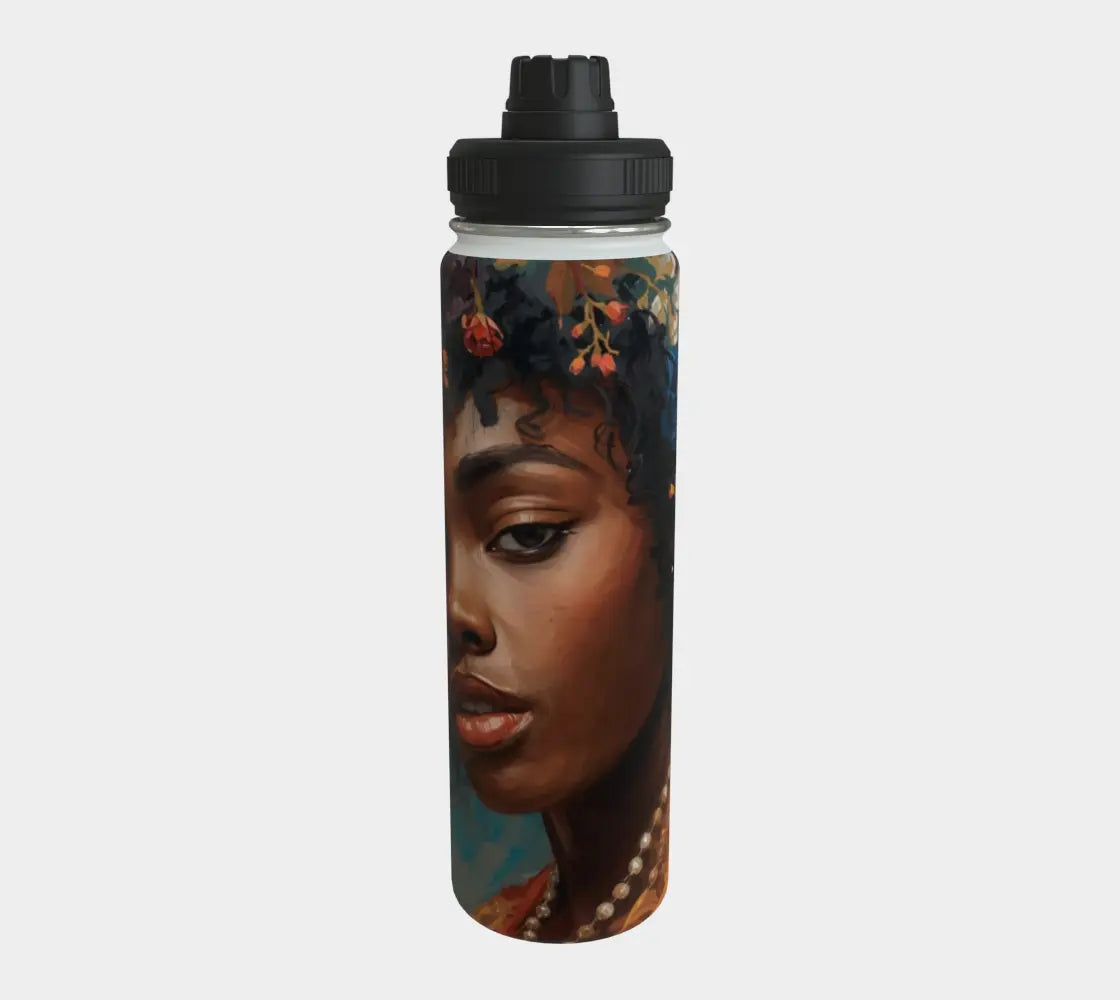 Black Woman Art Stainless Steel Water Bottle – 24 oz Double-Wall Insulated Bottle, Luxury Hydration with Afro-Inspired Beauty Grown Black Glorious