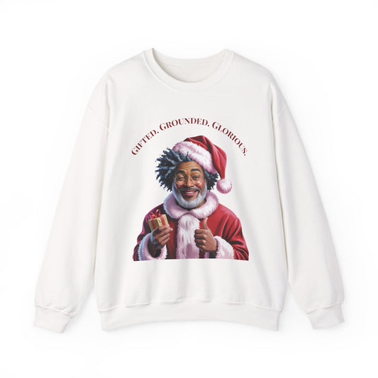 Festive Black Santa Sweater - Gifted, Grounded, Gracious Holiday Wear