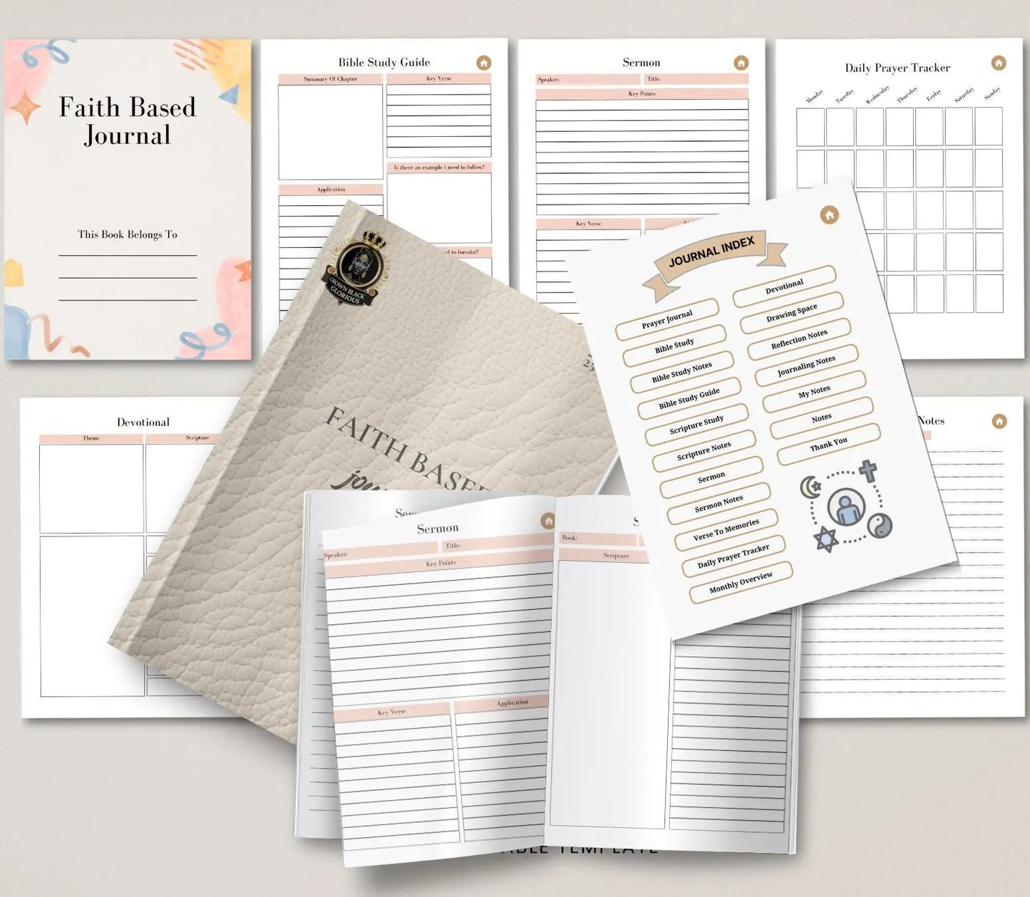 Christian Prayer Journal: Bible Study & Devotional Planner (Printable PDF) Grown Black Glorious