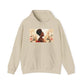 Afrocentric hoodie featuring painted portrait of Black woman framed by roses on front chest
