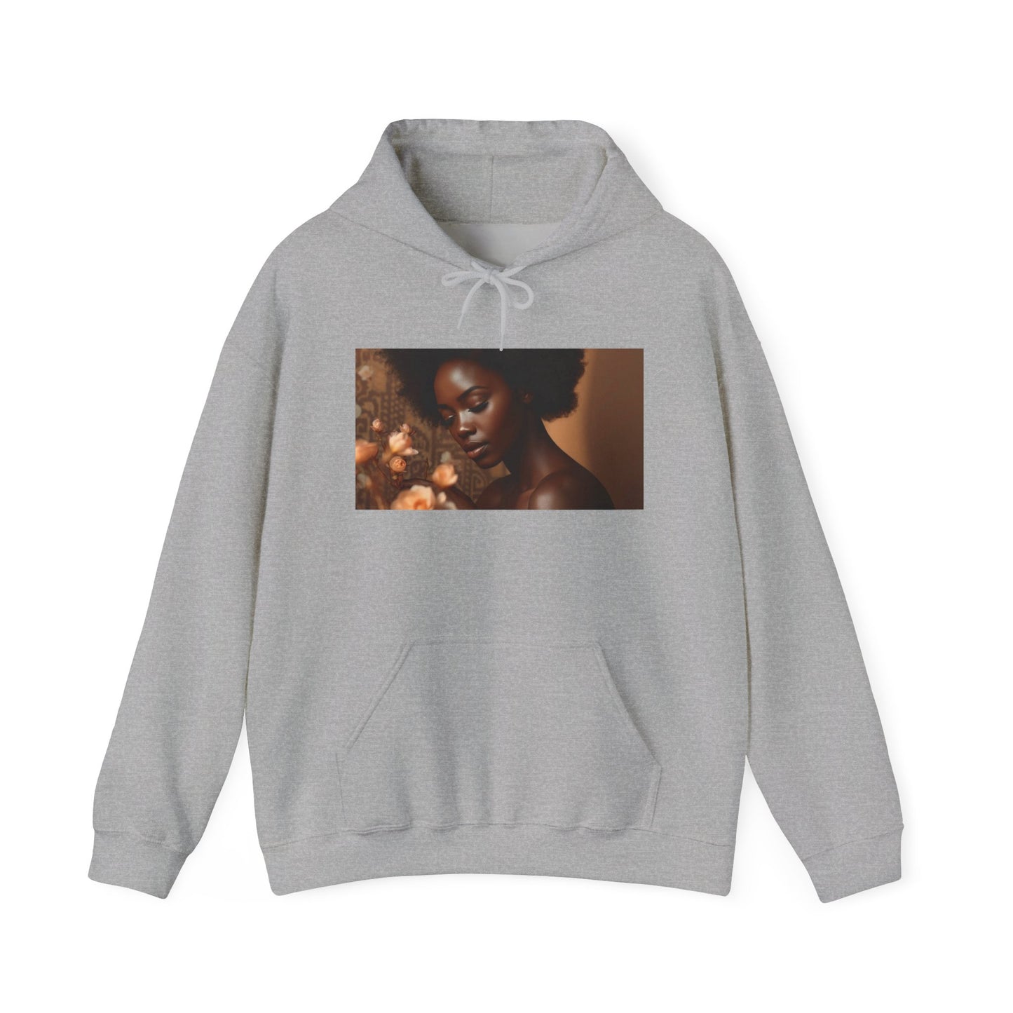 Afrocentric Art Hoodie for Black Women – Warm Floral Portrait Sweatshirt