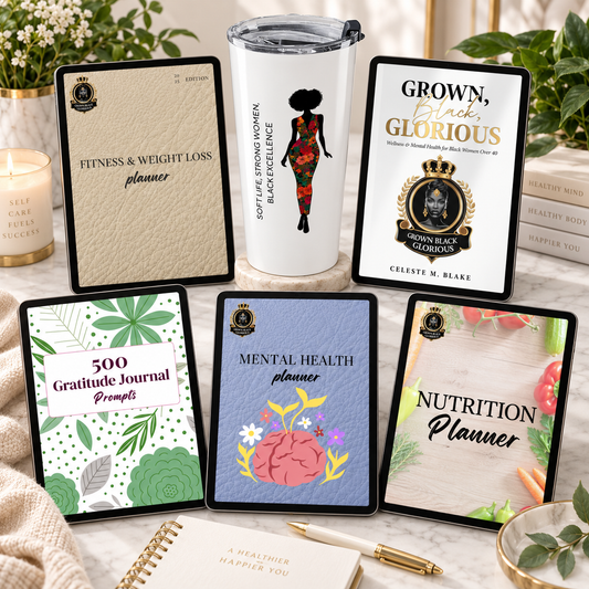 Wellness Planner Bundle for Black Women – Fitness, Nutrition, Self-Care + 20 oz Tumbler