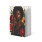 Hardcover Afrocentric floral journal featuring melanin portrait art for Black women self care.