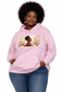 Plus Size Black Woman Pink Hoodie – Floral Portrait Graphic Sweatshirt with Jeans