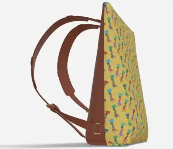 African Print Vegan Leather Backpack – Luxury Afrocentric Travel Bag for Women Grown Black Glorious