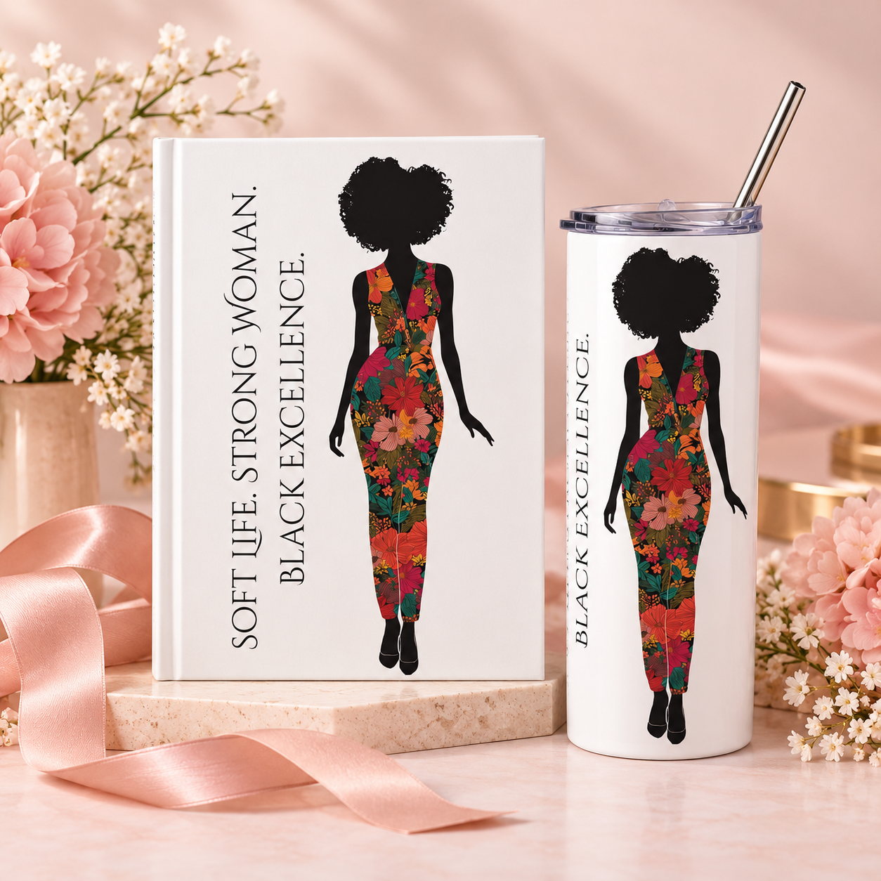 Soft Life, Strong Woman - Black Excellence Journal & Tumbler Gift Set