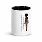 White ceramic black woman affirmation mug with black interior featuring “Soft Life Strong Woman Black Excellence” text and floral silhouette artwork for intentional self-care rituals.