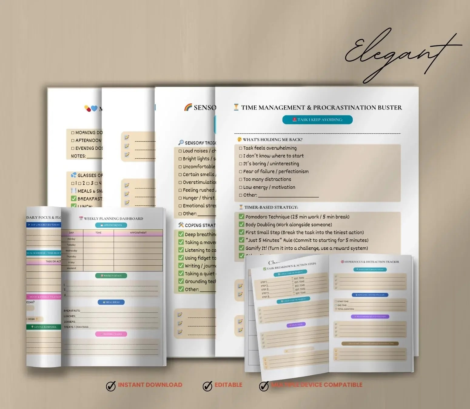 ADHD Planner for Black Women: Focus & Productivity Journal (Printable Digital Download) Ma boutique