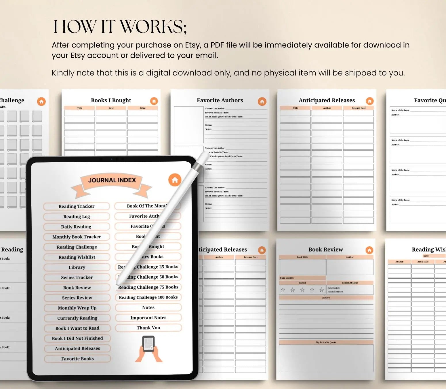 Digital Reading Journal: Book Tracker, Review Log (Printable PDF) Grown Black Glorious