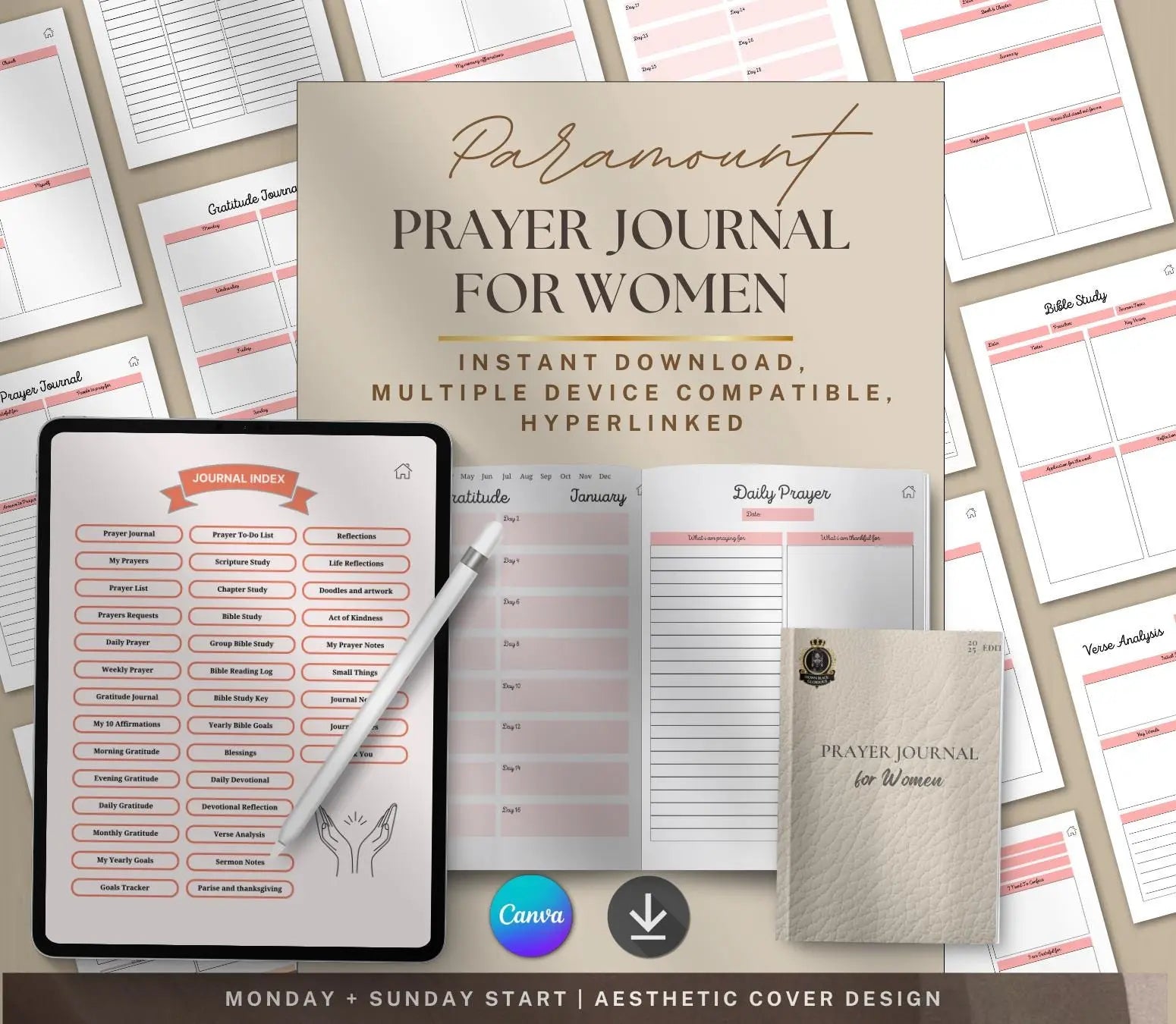 Digital Prayer Journal for Women: Christian Devotional Planner (Printable PDF) Grown Black Glorious