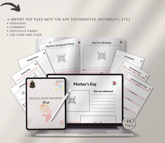 Digital Baby Memory Book: Milestone Tracker, Keepsake Album (PDF Download) Grown Black Glorious