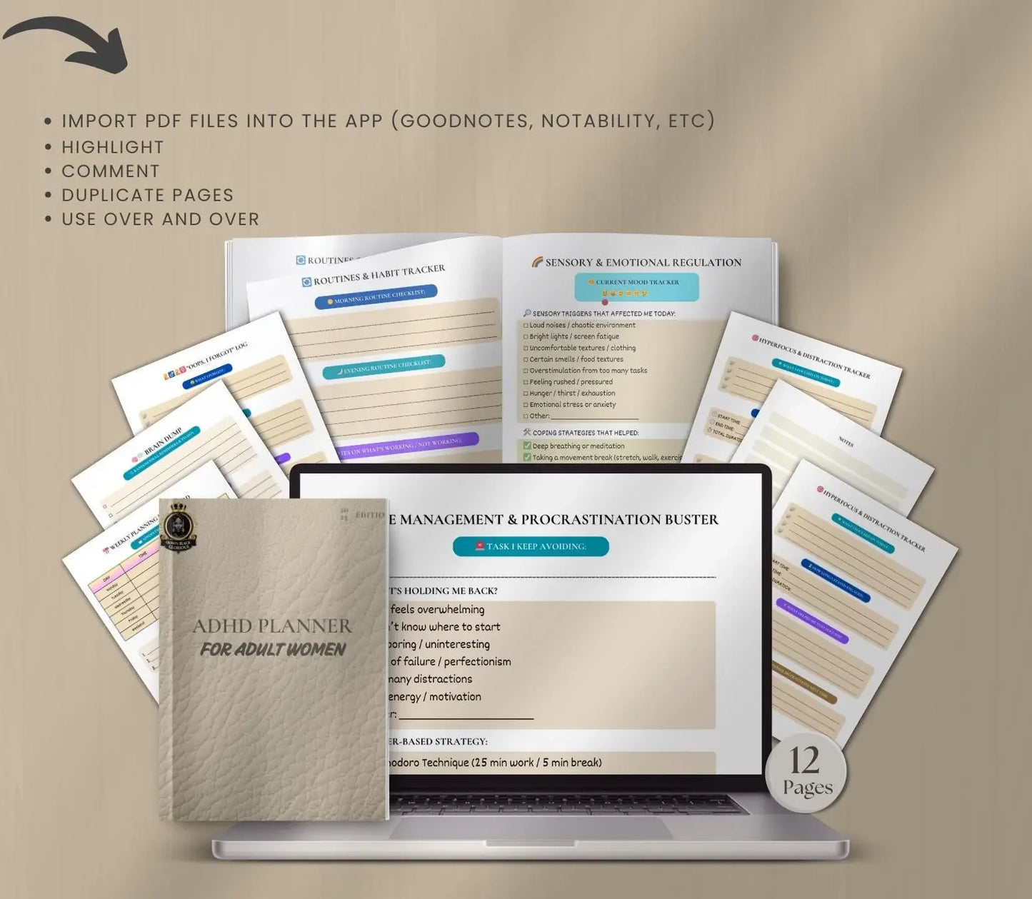 ADHD Planner for Black Women: Focus & Productivity Journal (Printable Digital Download) Ma boutique