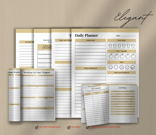 PTSD Trauma Healing Workbook: Coping Skills, Therapy Journal (Printable PDF & Canva) Grown Black Glorious