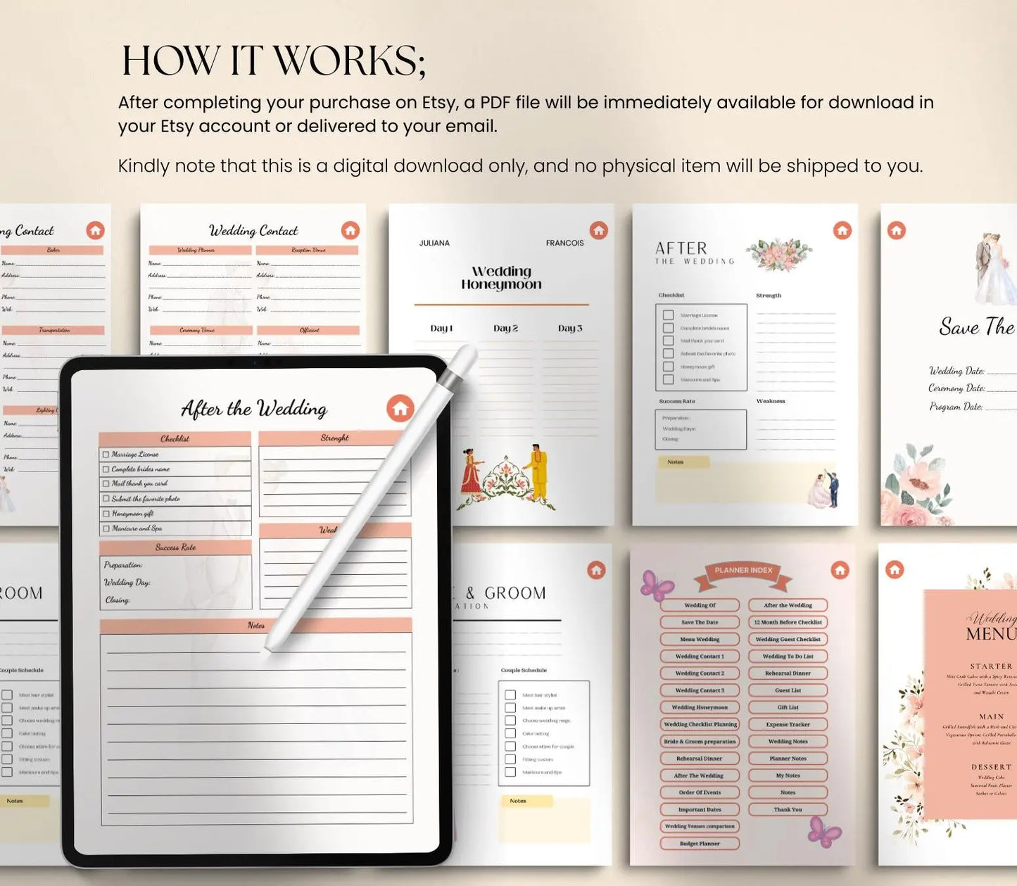 Digital Wedding Planner for iPad & GoodNotes: Bridal Organizer PDF Grown Black Glorious