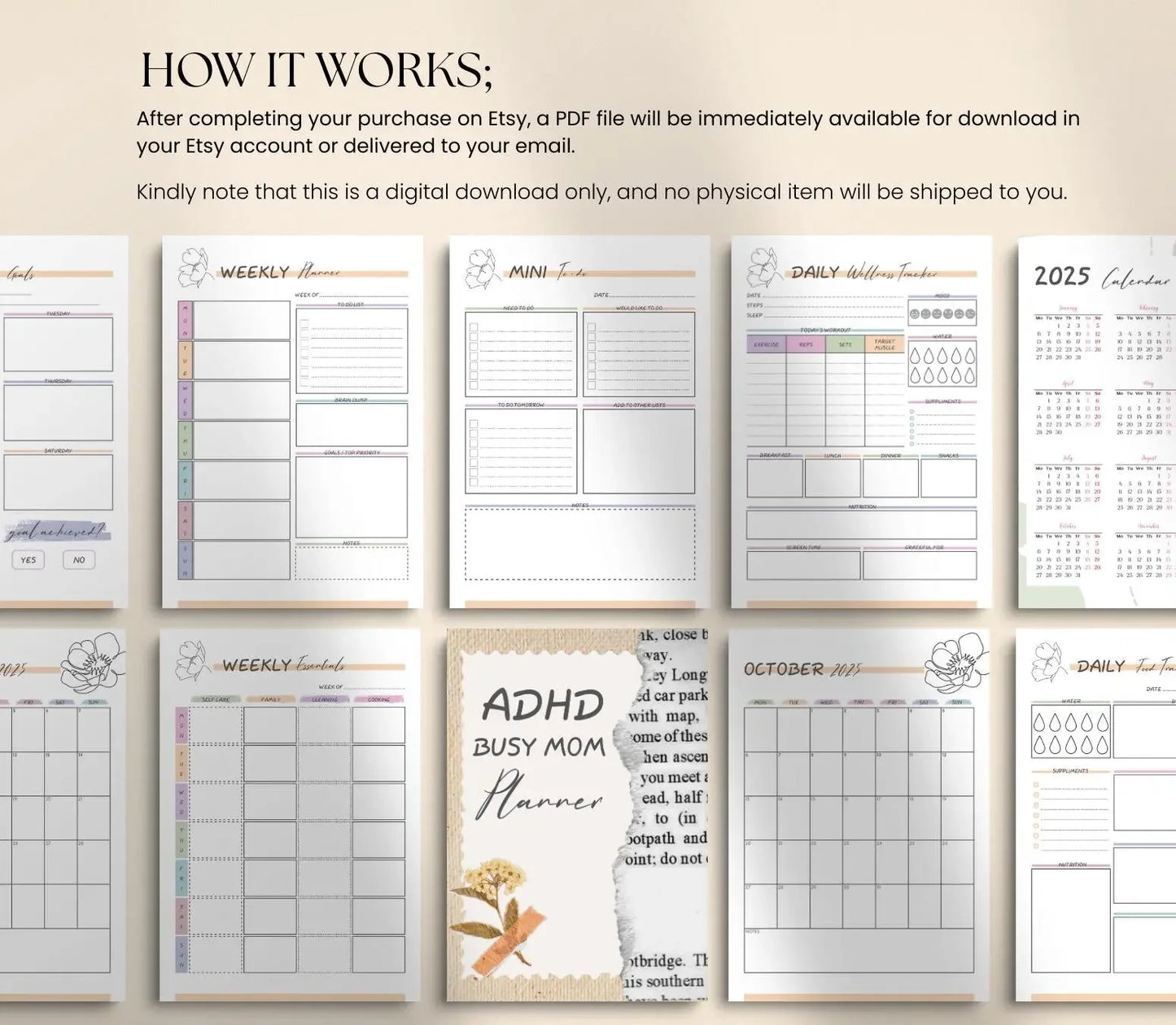ADHD Mom Planner: Daily & Weekly Organizer (Printable/Digital Download) Grown Black Glorious