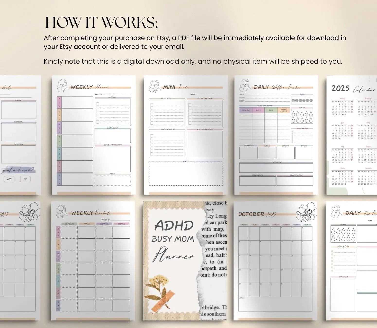 ADHD Mom Planner: Daily & Weekly Organizer (Printable/Digital Download) Grown Black Glorious
