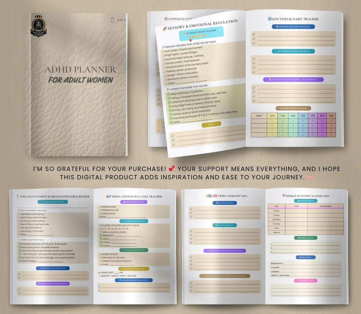 ADHD Planner for Black Women: Focus & Productivity Journal (Printable Digital Download) Ma boutique