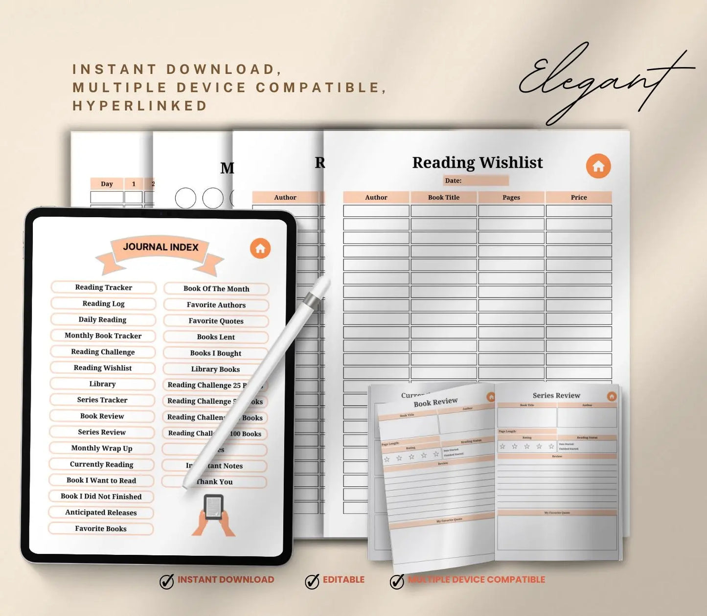 Digital Reading Journal: Book Tracker, Review Log (Printable PDF) Grown Black Glorious