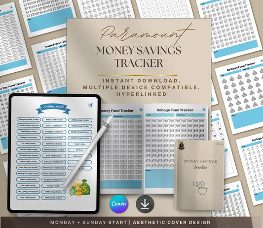 Digital Savings Tracker: Budget Planner, Money Management (Printable PDF & Tablet Friendly) Grown Black Glorious