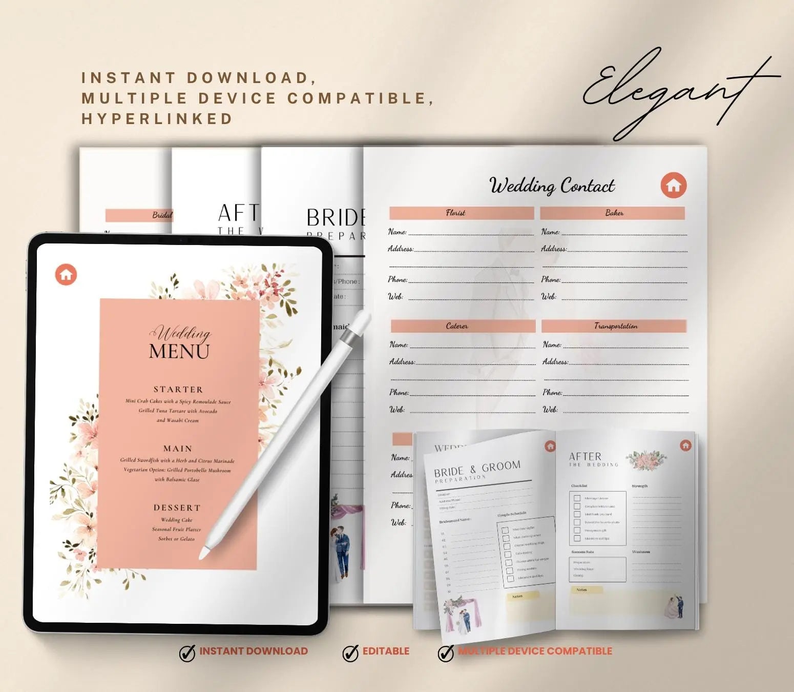 Digital Wedding Planner for iPad & GoodNotes: Bridal Organizer PDF Grown Black Glorious