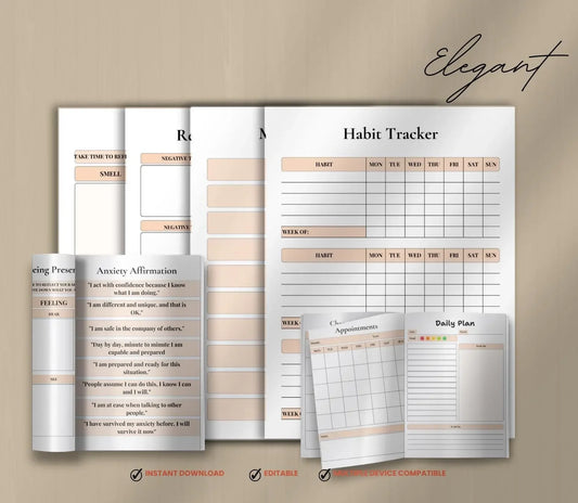 Black Women Anxiety Journal | Mental Health Tracker, Stress Relief Prompts, Nubian Queen Mindfulness , Printable & Digital Wellness Planner Ma boutique