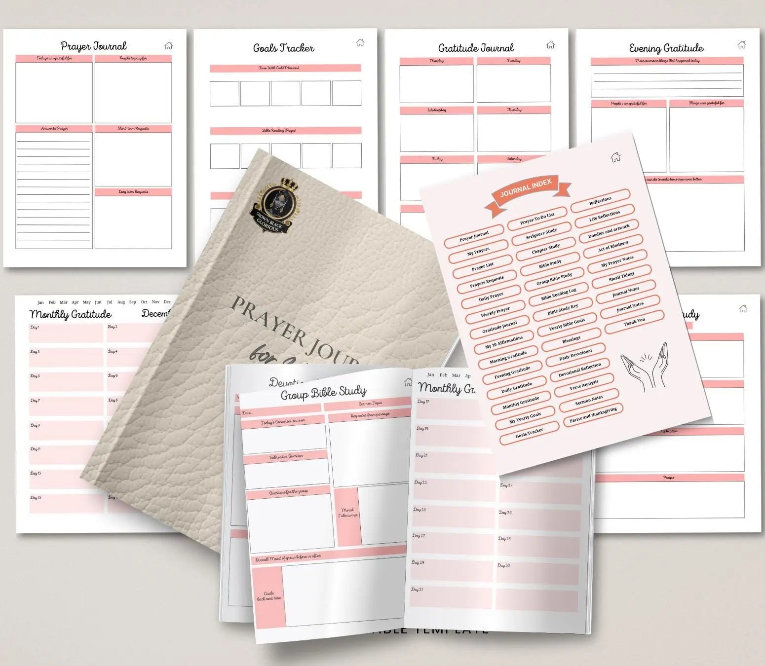 Digital Prayer Journal for Women: Christian Devotional Planner (Printable PDF) Grown Black Glorious