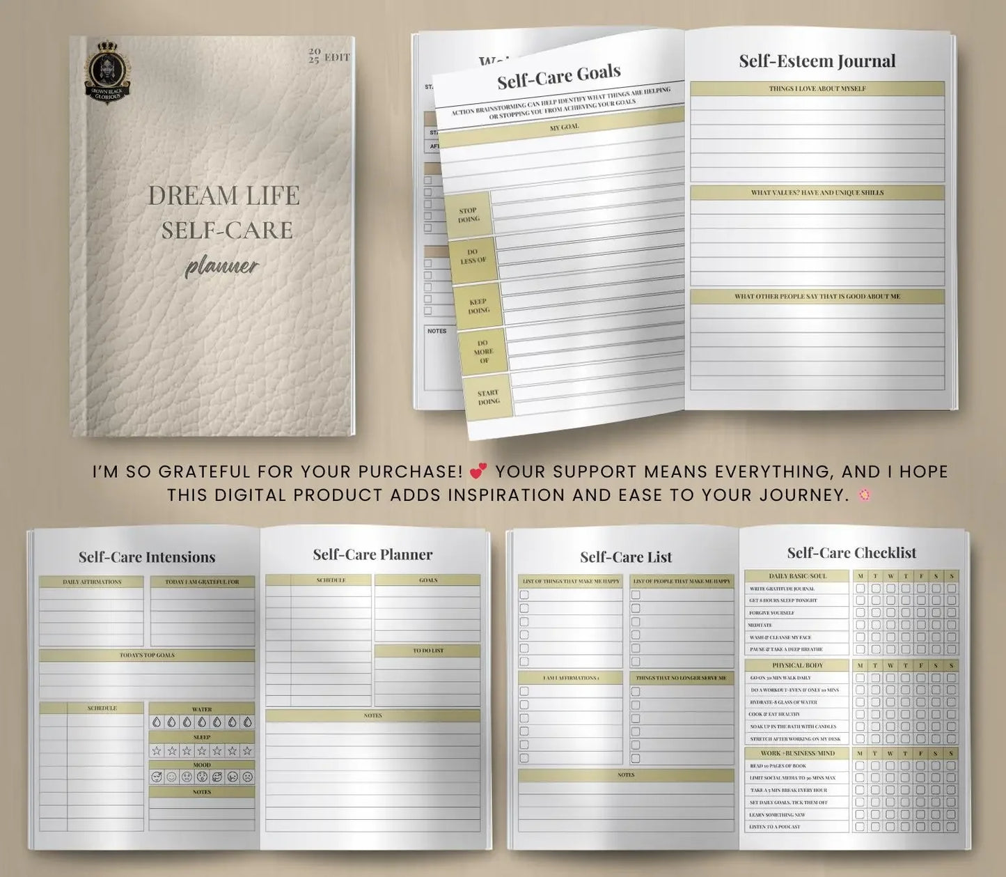 Self-Care Planner: Wellness Journal & Habit Tracker (Digital Download) Ma boutique