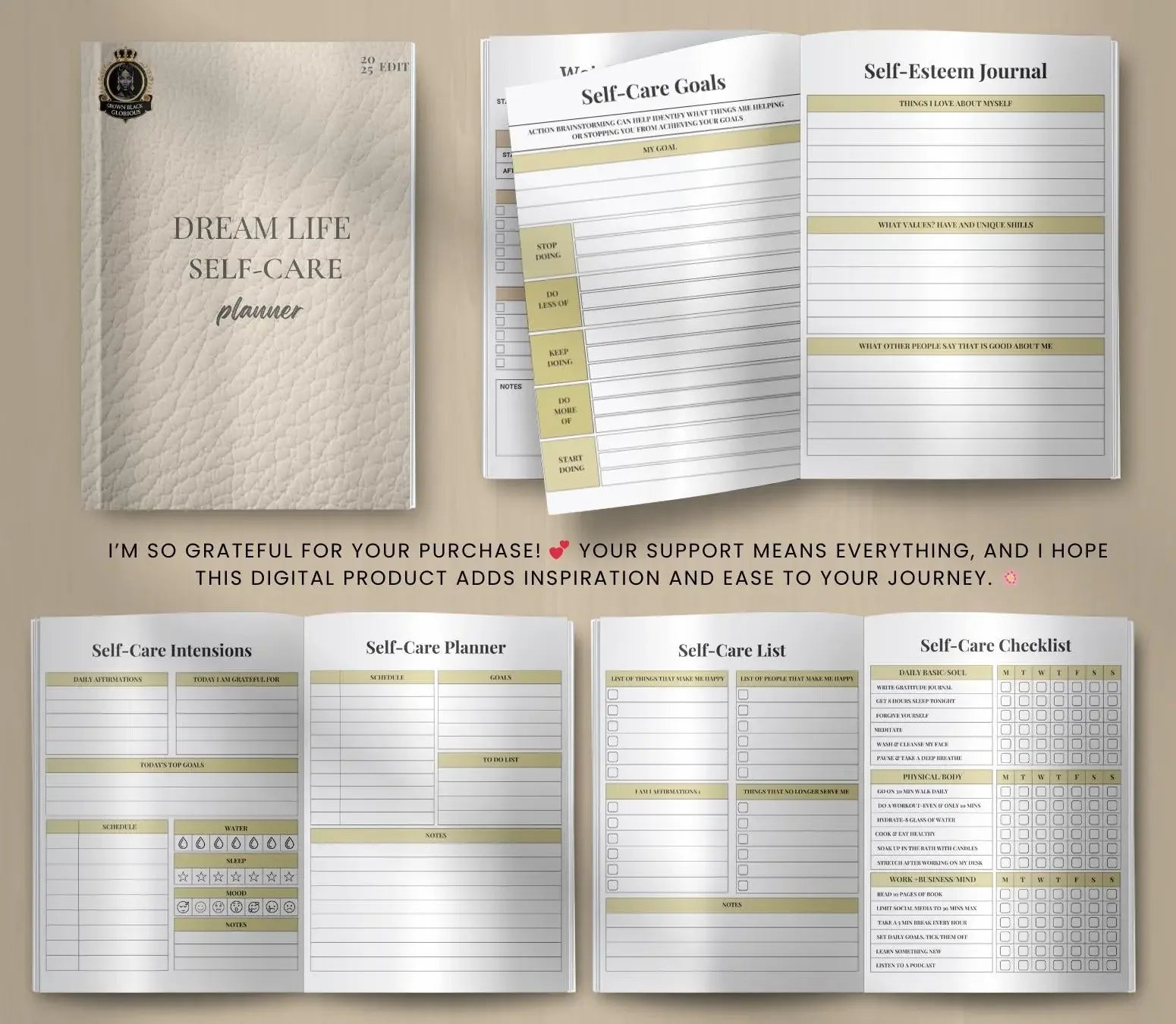 Self-Care Planner: Wellness Journal & Habit Tracker (Digital Download) Ma boutique
