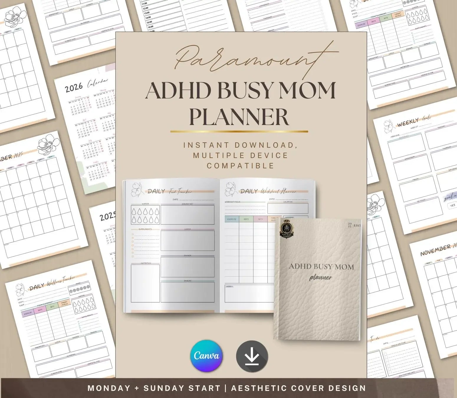 ADHD Mom Planner: Daily & Weekly Organizer (Printable/Digital Download) Grown Black Glorious