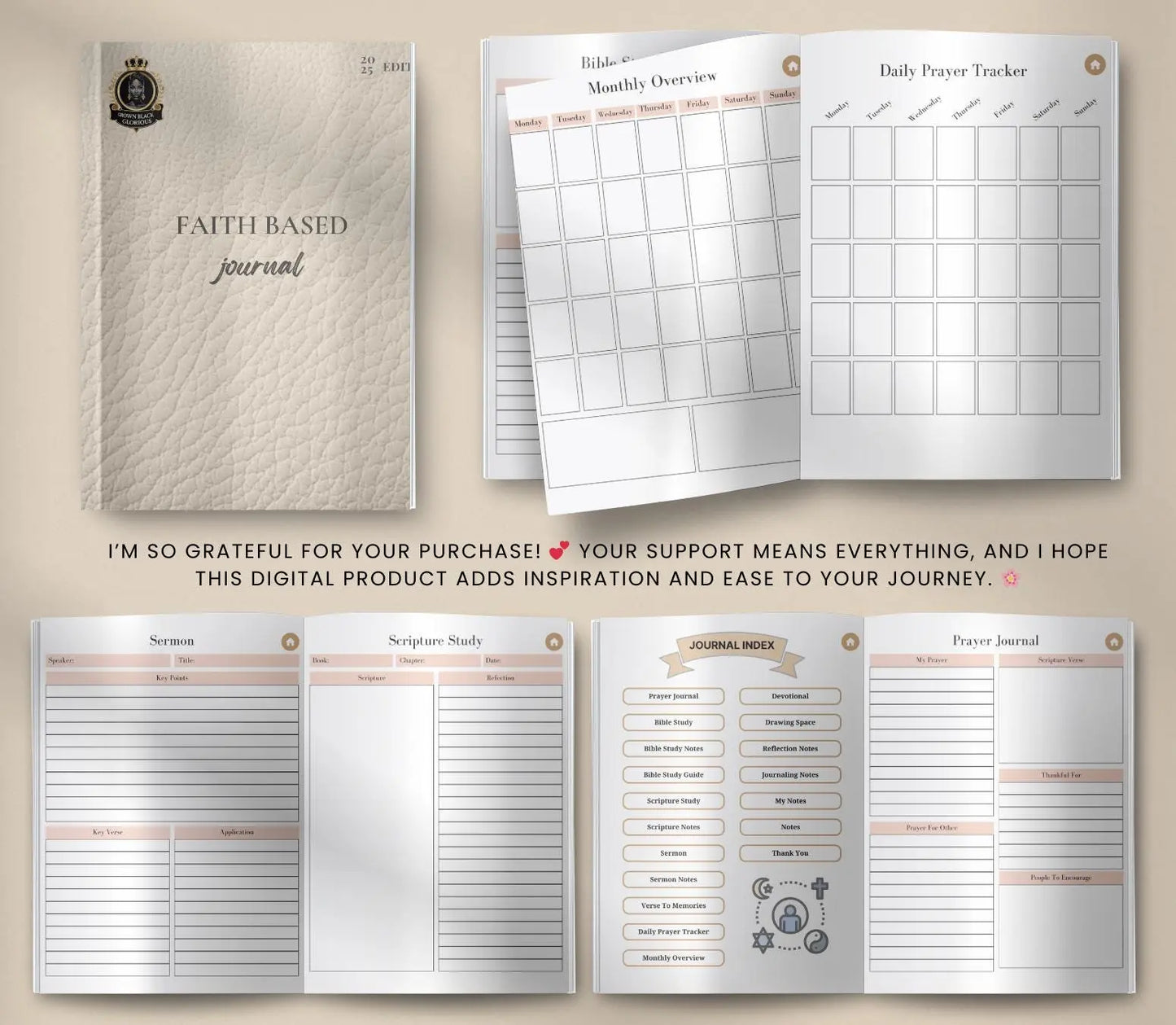 Christian Prayer Journal: Bible Study & Devotional Planner (Printable PDF) Grown Black Glorious
