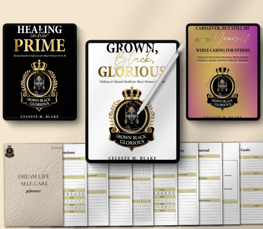Dream Life Self-Care Planner with daily and weekly wellness spreads including water, sleep and mood trackers.
