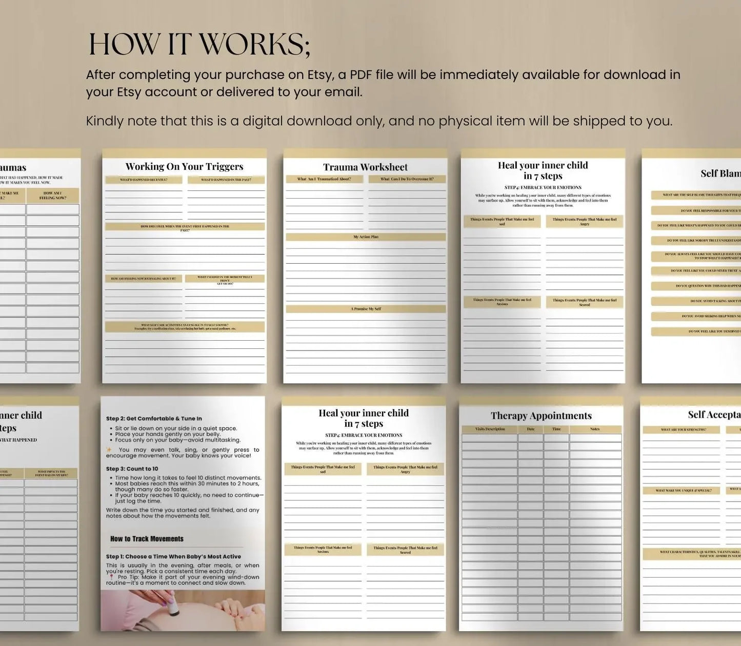 PTSD Trauma Healing Workbook: Coping Skills, Therapy Journal (Printable PDF & Canva) Grown Black Glorious