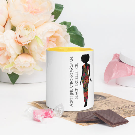 Afrocentric Mug Soft Life Black Woman Gold Design